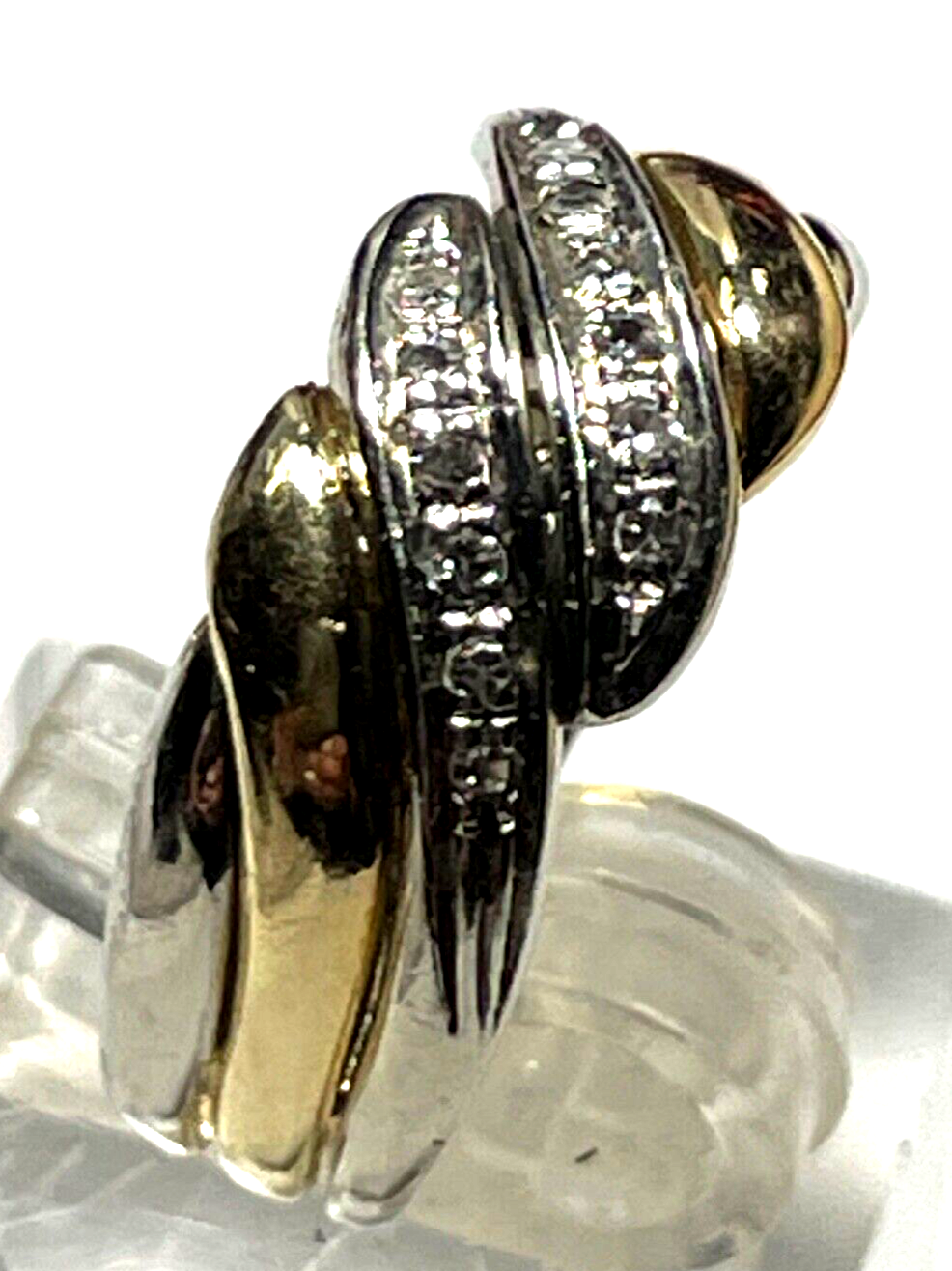 Solider aparter 585 Gold 14 K bicolor Ring 12 Diamanten Juwelier RG 53 4,27 Gr.1