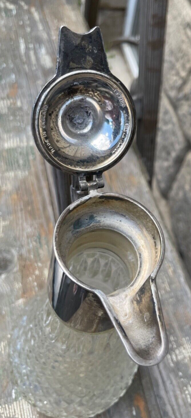 Antik große dekorative Pressglas Karaffe Zinn Montur England um 1920 H 29,5 cm6