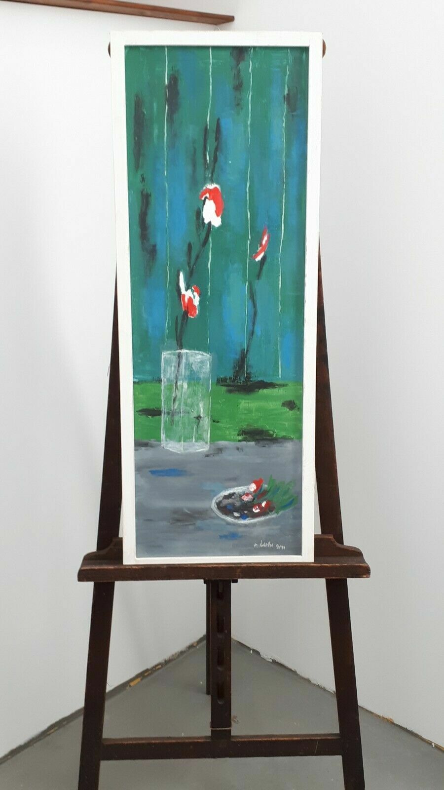 Paul Kuhn *1950 - Gemälde Acrylgemälde 'Die Vase' 1999 - gerahmt 1