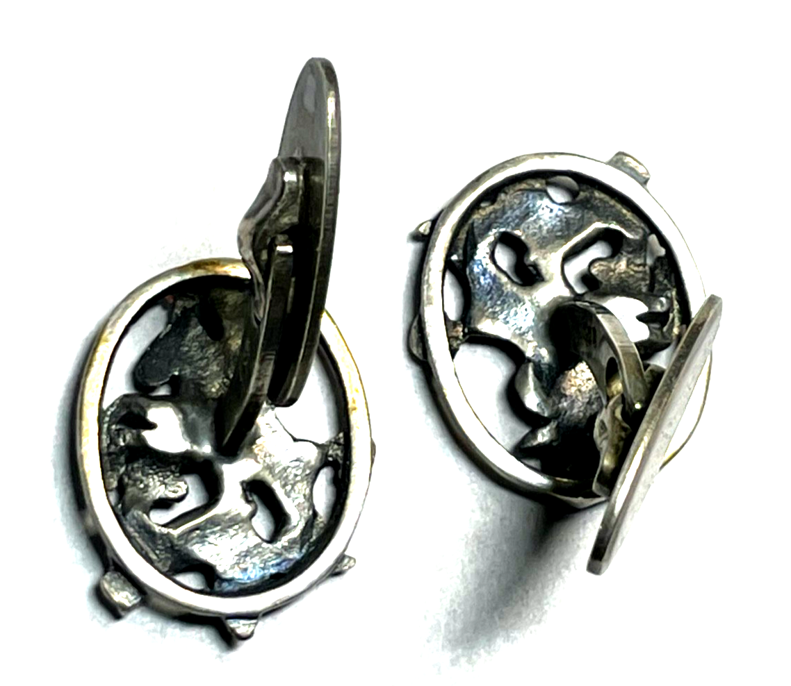 835 Silber Manschettenknöpfe unisex Tracht Landhaus Stil hl. Georg im Durchbruch6