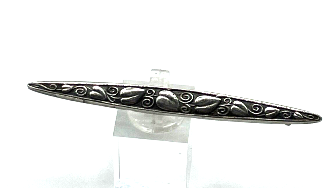 Antik Anstecknadel Stabbrosche um 1900 Stahl Blätter punziert Handarbeit L 7,5cm0