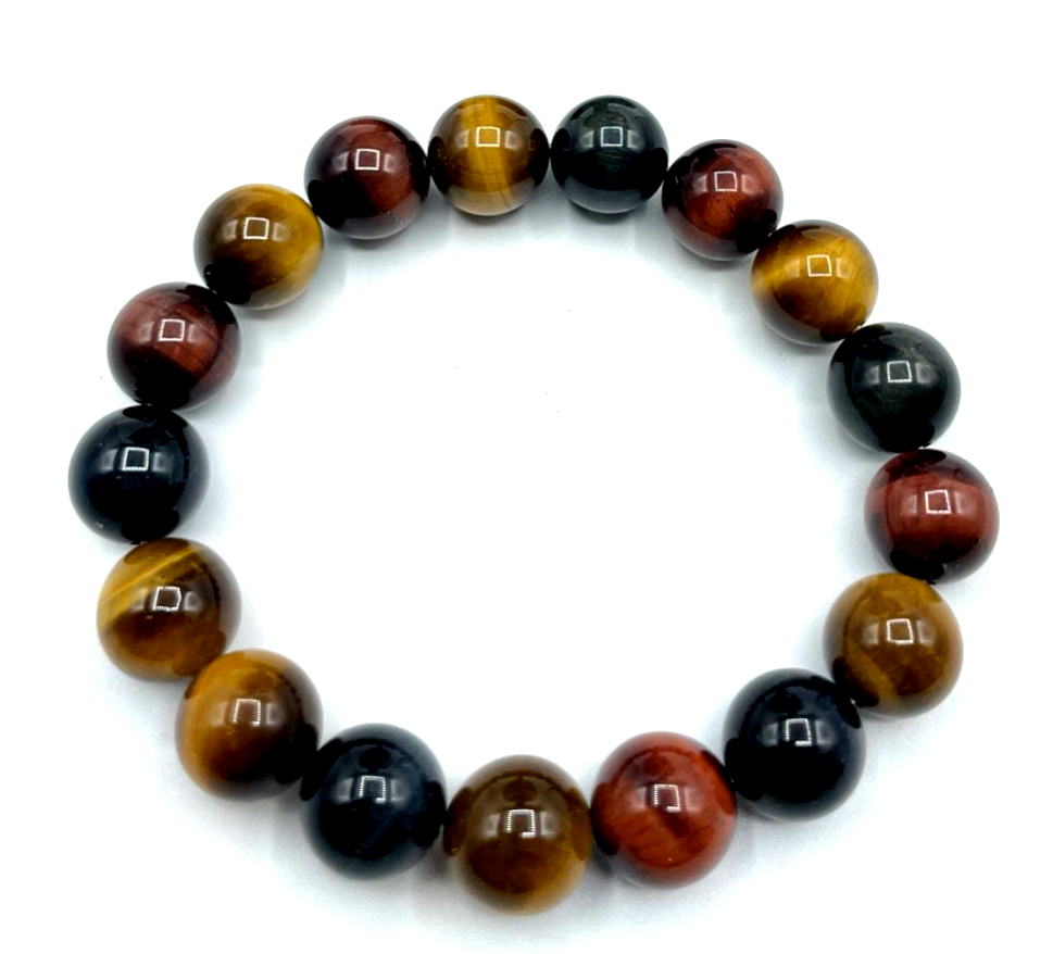 Neu Set Falkenauge Tigerauge Farbmix Halskette Kugelkette Collier + Armband Ø112