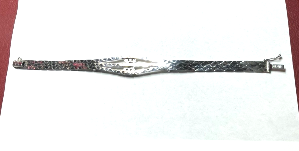 Vintage elegantes 800 Silber Armband mit 12 x Weißtopas L 19 cm B 15 mm8