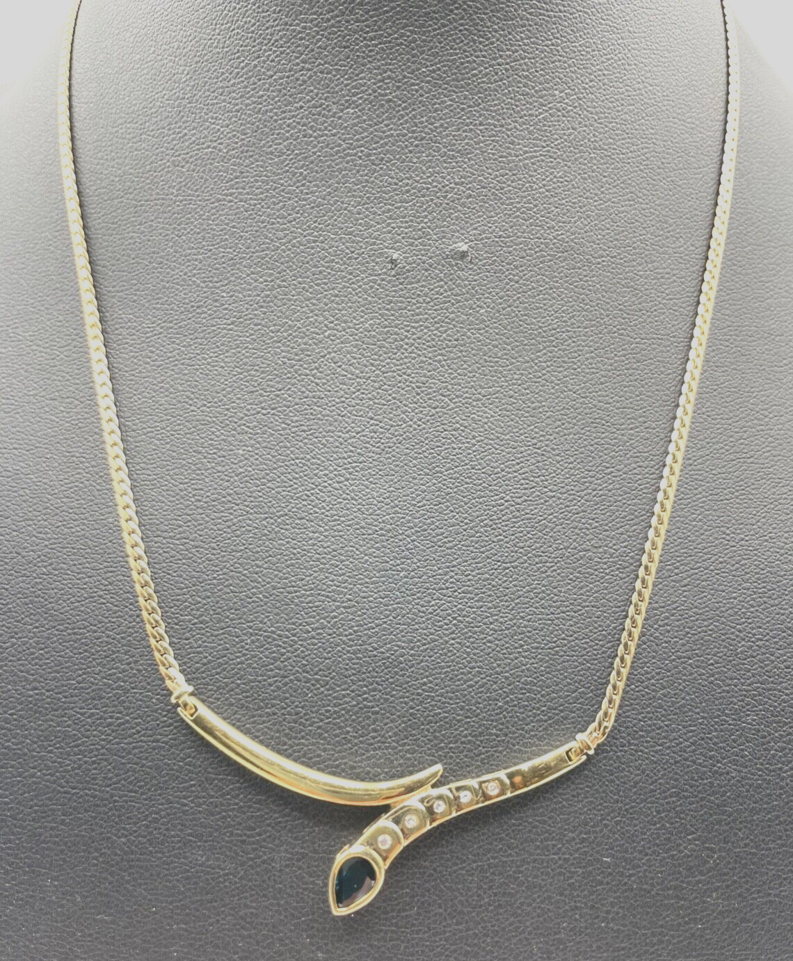 Solide 585 Gold 14 K Kette Collier Saphir und Brillanten L 43 cm 9,16Gr Juwelier1