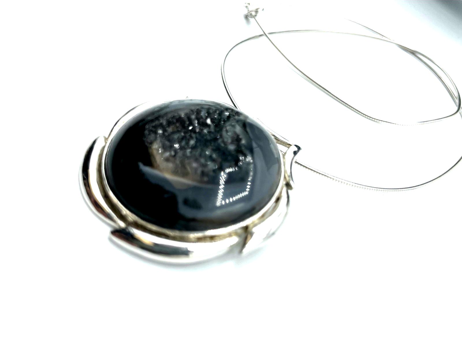 Attraktiv + groß Statement TAU Anhänger Achat Druse + Schlangenkette 925 Silber5