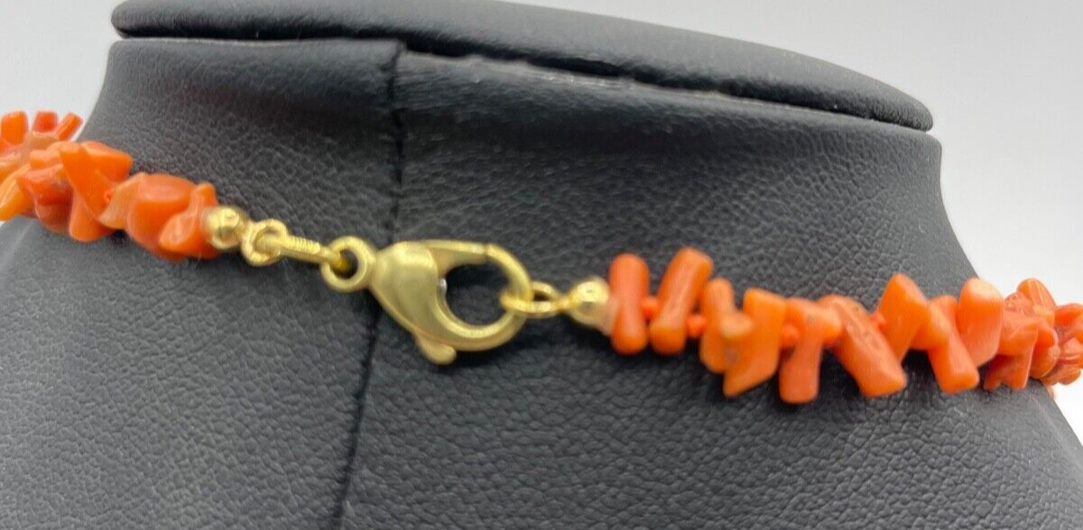 Edle vintage Korallenkette Stäbchen Koralle Collier Verlauf L 44 cm Lachsfarbig2