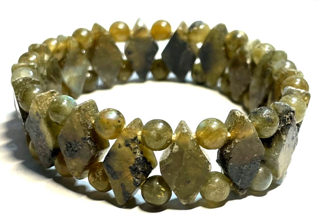 Natürliches Labradorit Armband auf Gummizug B 17 mm0