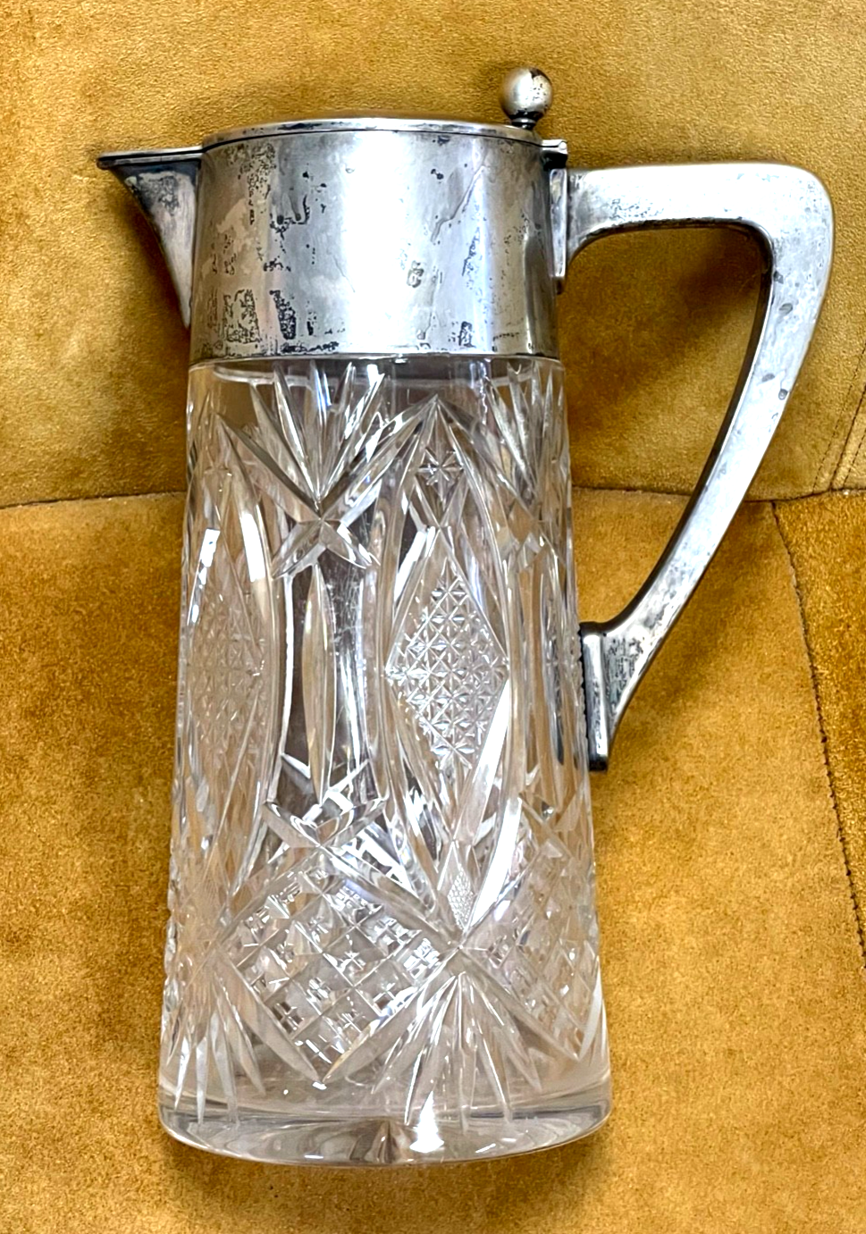 Mega groß antik Bleikristall Krug 800 Silbermontur H 34,5 cm Stuttgart 1910/201