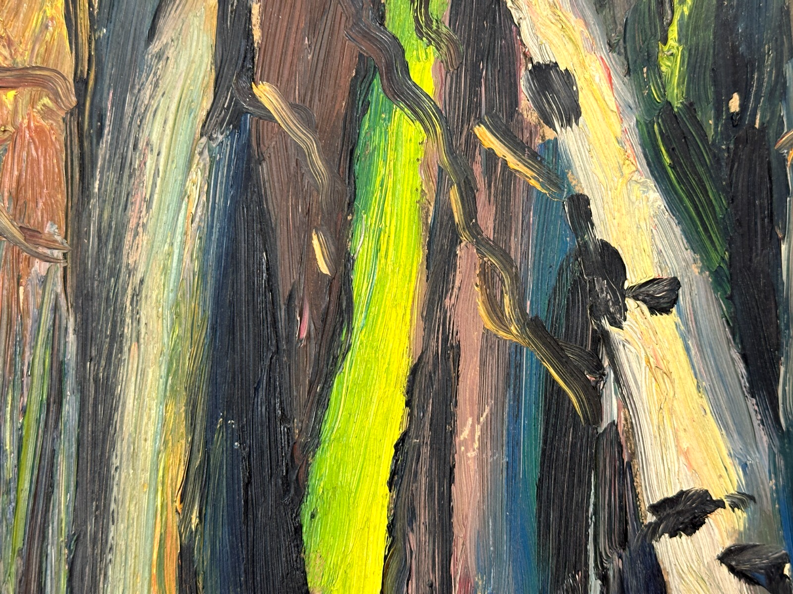 Johannes Sack 1890-1958 - Expressionistisches Waldstück – Öl auf Karton signiert3