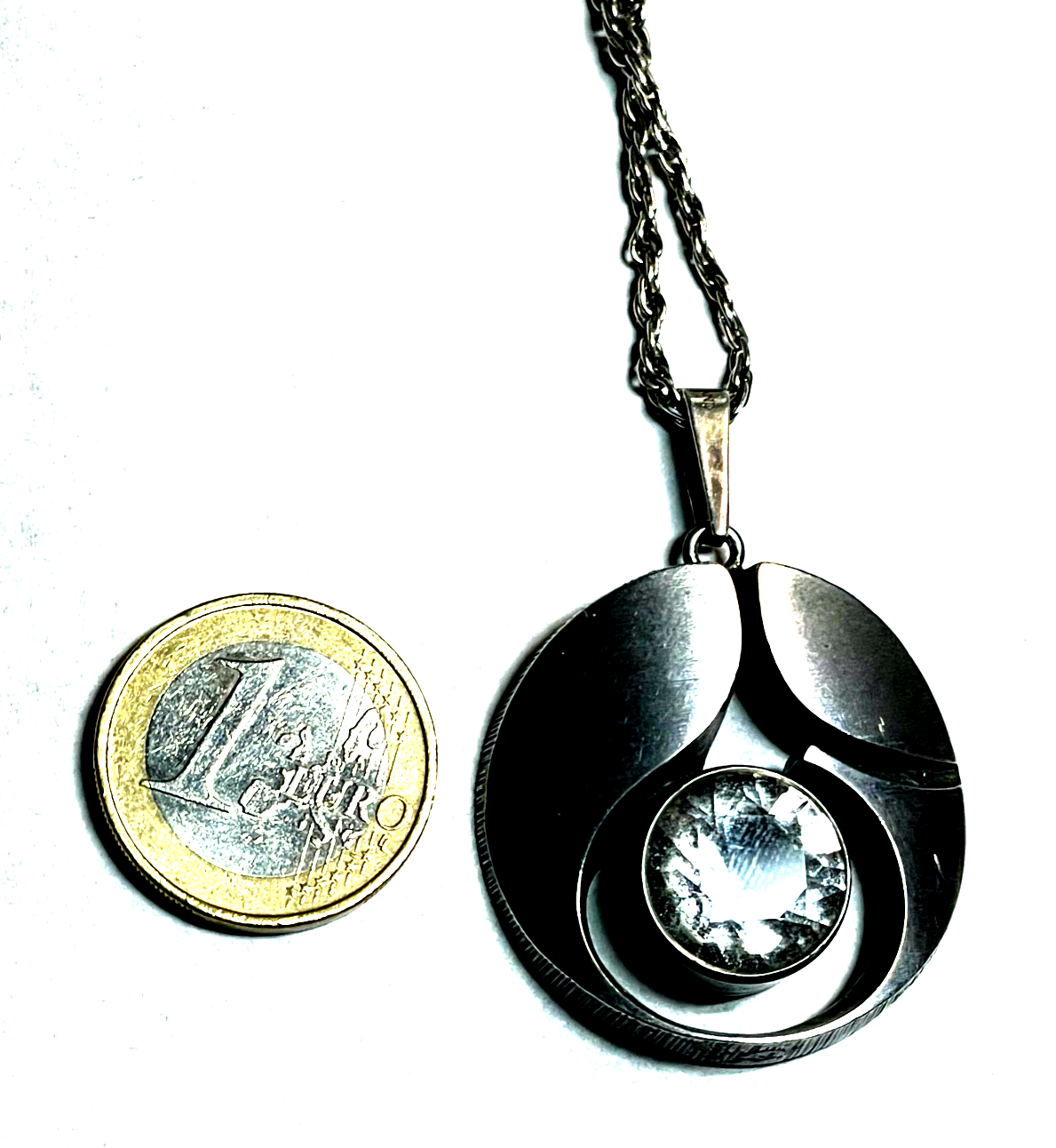 Vintage Sten & Laine Finnland 925 Silber + Bergkristall großer Anhänger gepflegt7