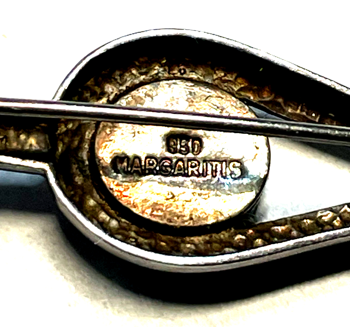 Vintage Margaritis 950 Silber Brosche Anstecknadel Shiva Auge Handarbeit gepfl.8