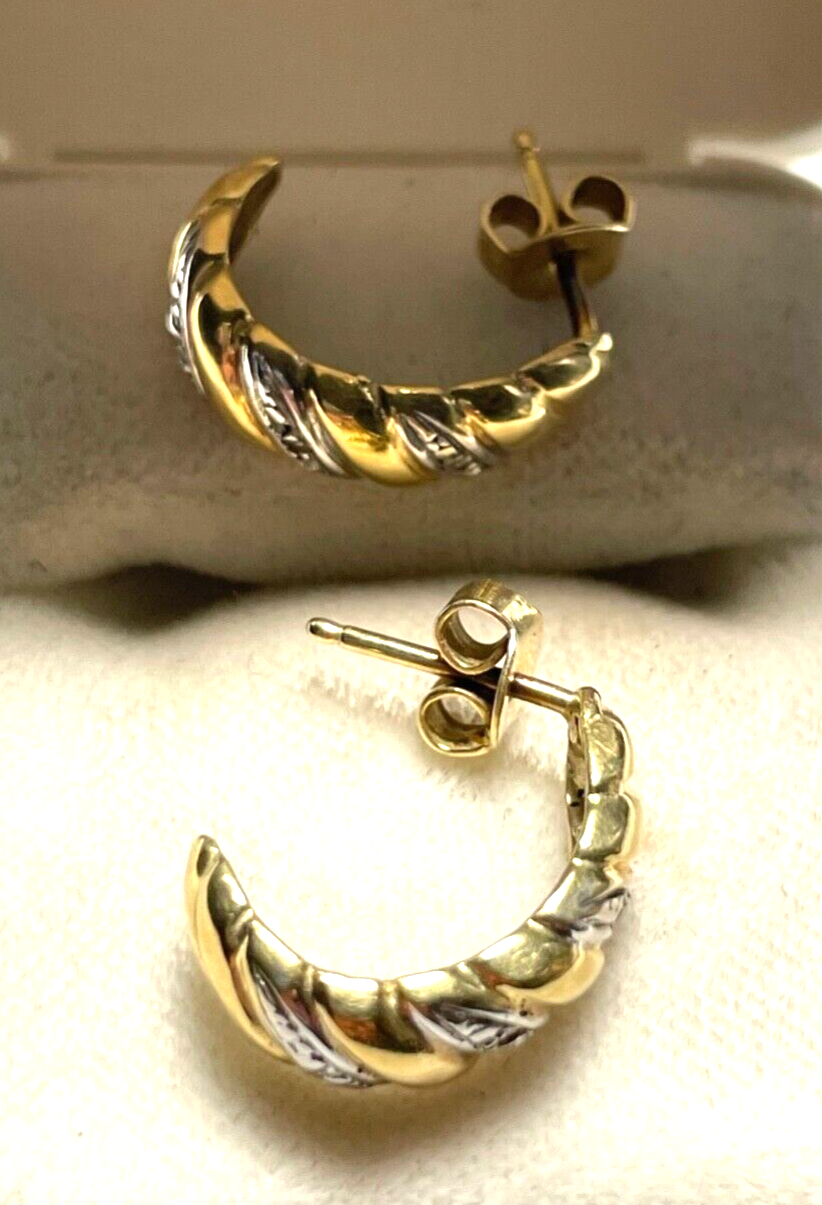585 Gold 14 K Ohrringe Halbcreolen Ohrstecker 4x Diamant L 16 B 5,5 mm Juwelier2