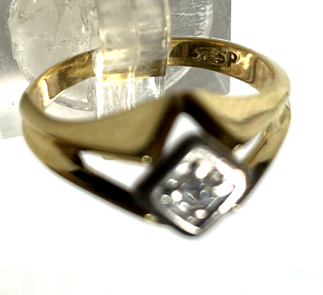 Solider 585 Gold 14 K Ring Solitär Brillant 0,10 ct Ø 16 mm RG 51 Juwelier gepfl5