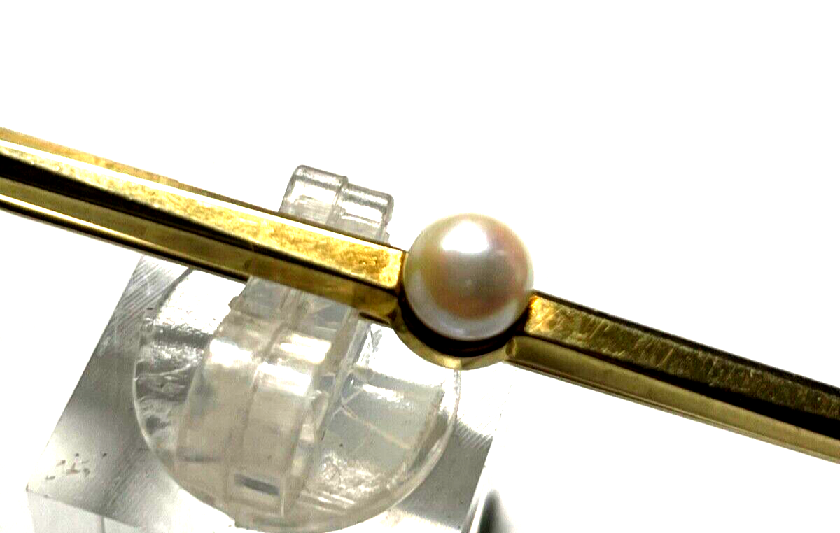 333 Gold 8K Gelbgold klassische Stabbrosche Anstecknadel mit echter Perle 26