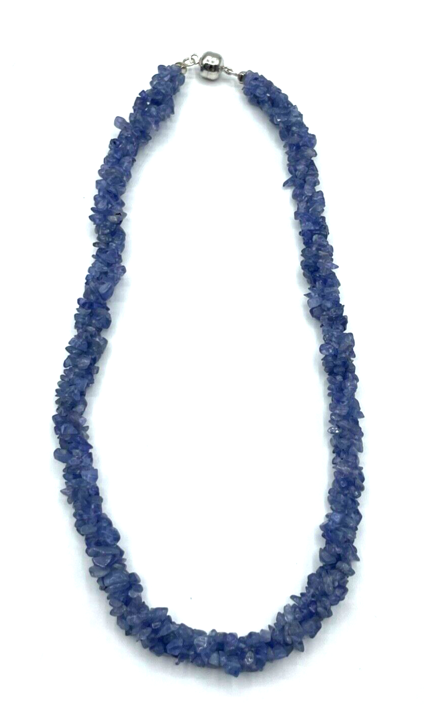 Tansanit Splitterkette 3er gedreht Collier B 15 mm L 45 cm 925 Magnet H. Ivens0