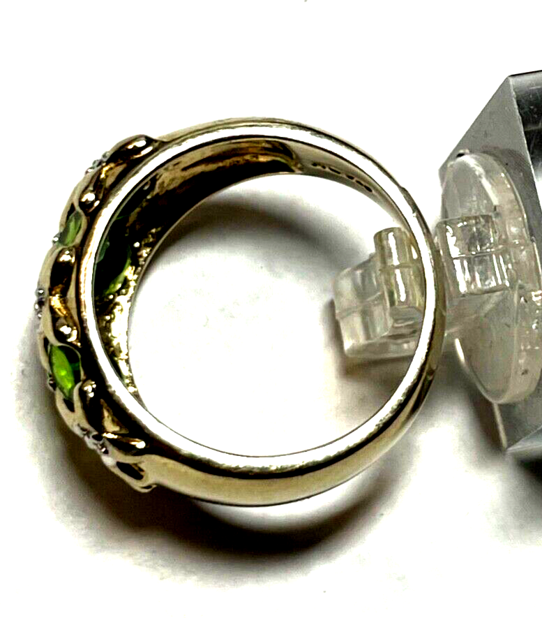 Prächtiger 925 Silber vergoldet Ring 7 x Chromdiopsid Ø 19 mm RG 60 Juwelier neu6