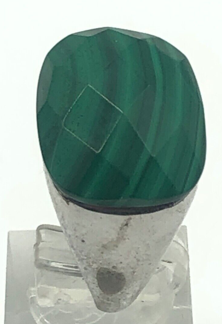 925 Silber Ring Malachit Facettschliff 19 mm RG 60 solider Klassiker Handarbeit1