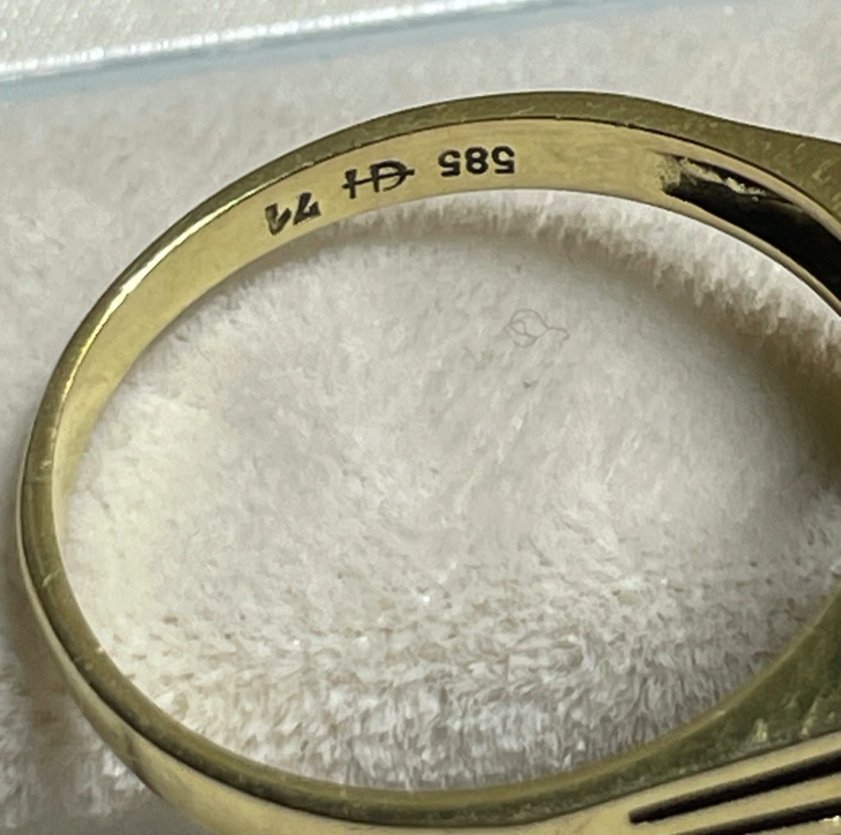Solider 585 Gold 14 K Ring 19 mm RG 60 Natur Lachs Koralle Cabochon Juwelier3