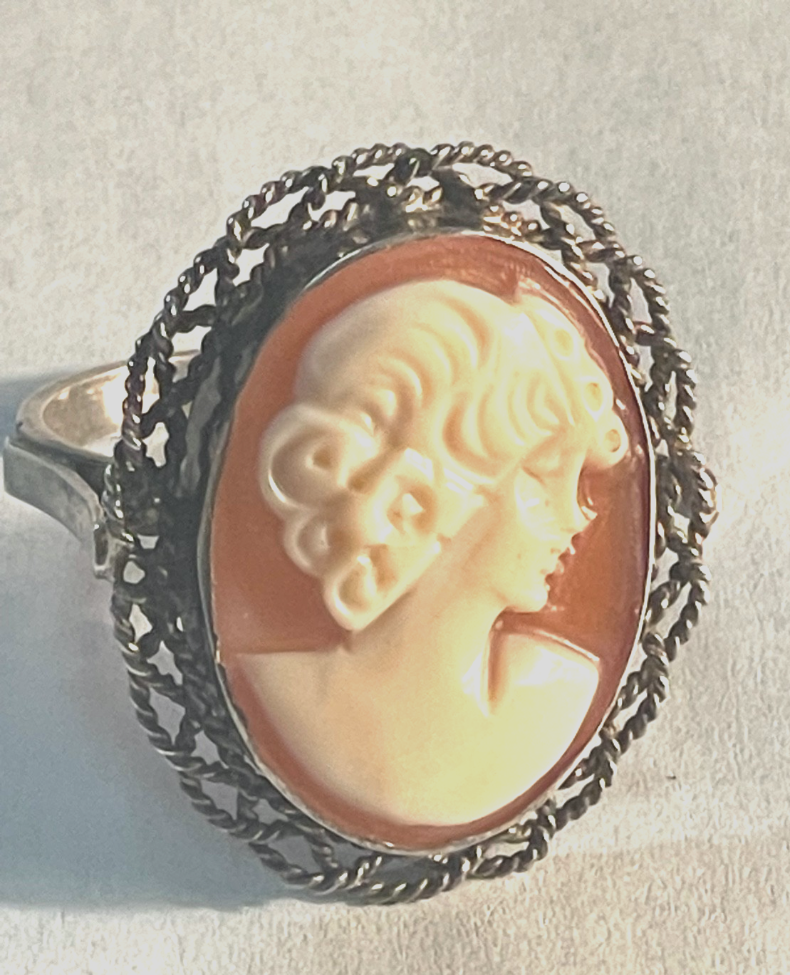 Vintage Gemme Handgeschnitten Cameo Ring 925 Silber RG 54 Ø 17 mm Handarbeit7