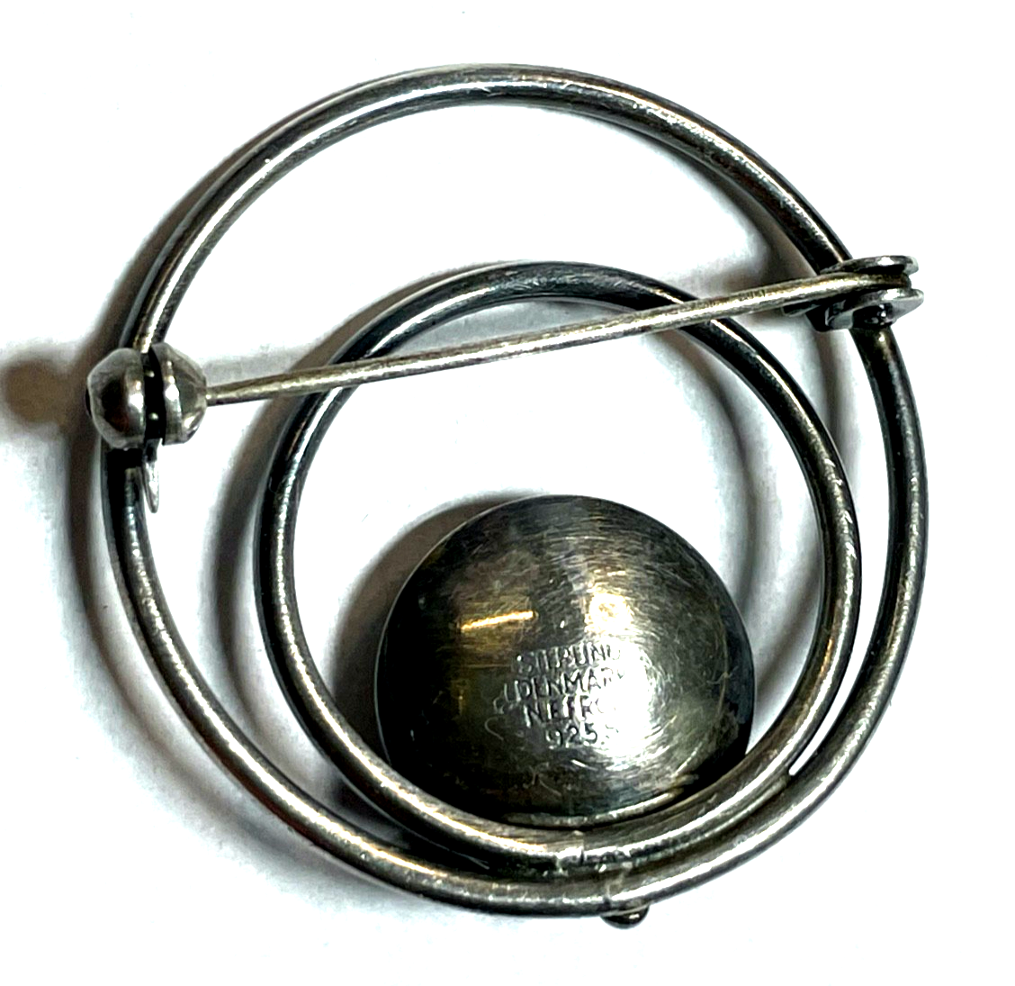 Solide 835 Silber Brosche Anstecknadel Modernist 70er Jahre Original Rosenquarz3