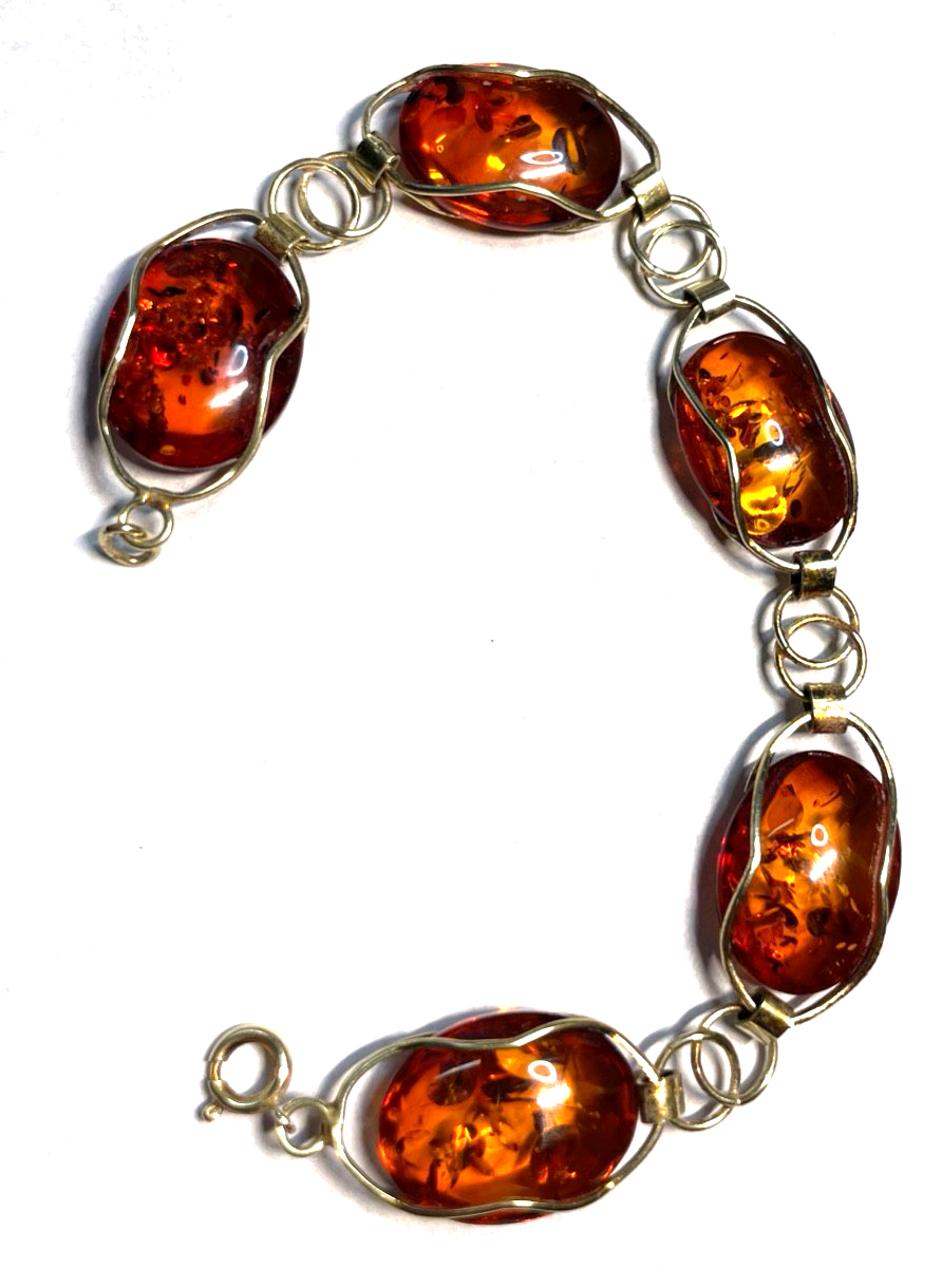 Stattliches altes  Bernstein Design Armband 333 Gold 8 K sehr gepflegt L 21 cm2