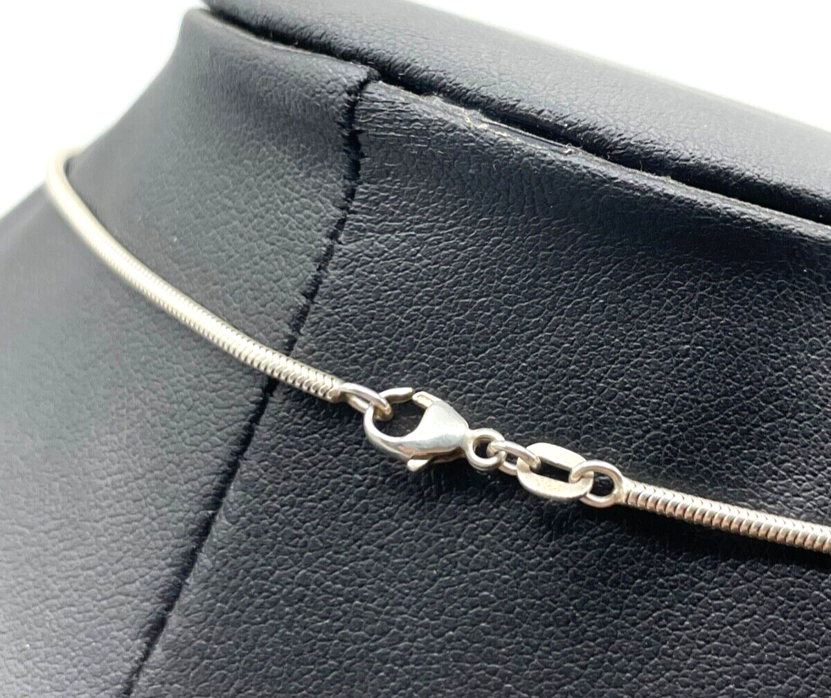 925 Silber Kette Schlangenkette 42,5 cm mit schwarzem Onyx Anhänger L 35 mm gepf3