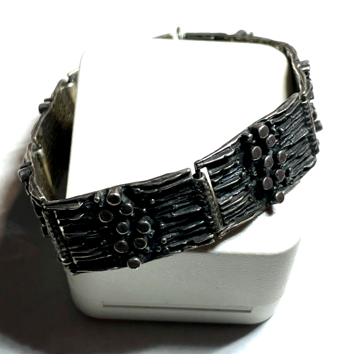 Vintage geschmiedetes 835 Teka Brutalist Armband unisex L 19 cm B 16 mm gepflegt4