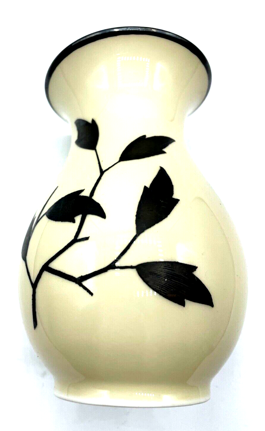 30er J Thomas Ivory Porzellan Vase mit aparter Echtsilber Silber Bemalung3