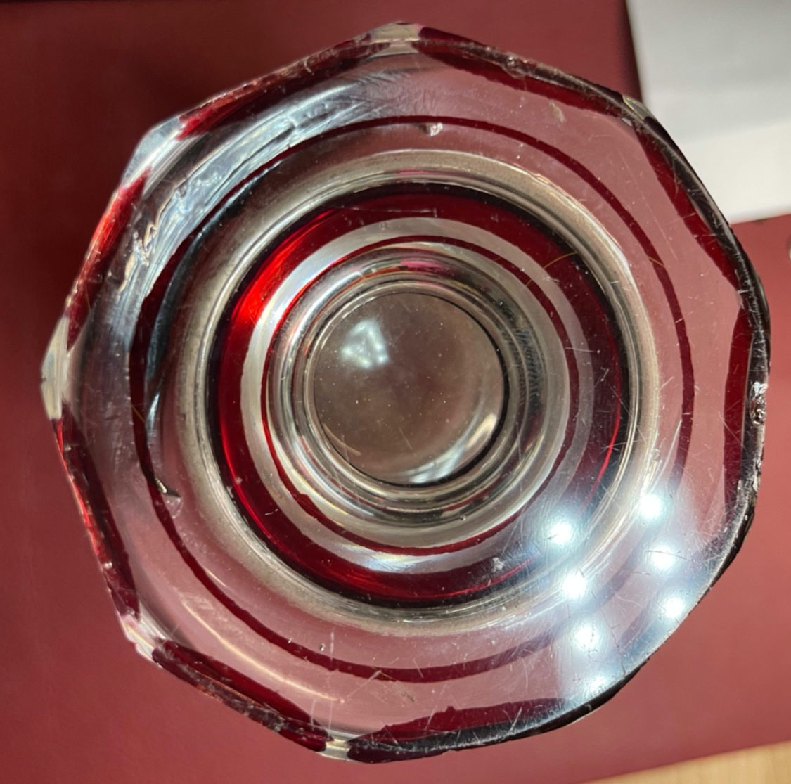Biedermeier Pokal Überfang Glas Becher Ranftbecher handbemalt + Gold Dekor7