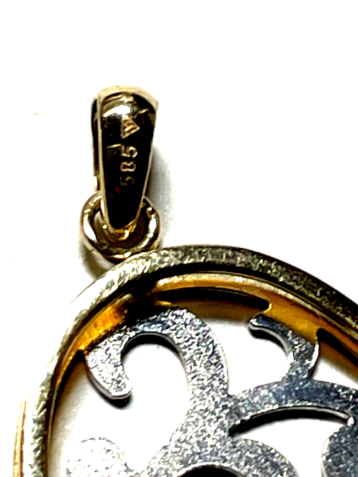 585 Gold 14 K Gelbgold Anhänger Durchbruch Muster bicolor Kettenanhänger gepfl.9
