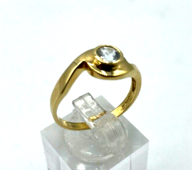 750 Gold 18K Ring Solitär Zirkon klassisch Ø 19 mm RG 60 Juwelier sehr gepflegt3