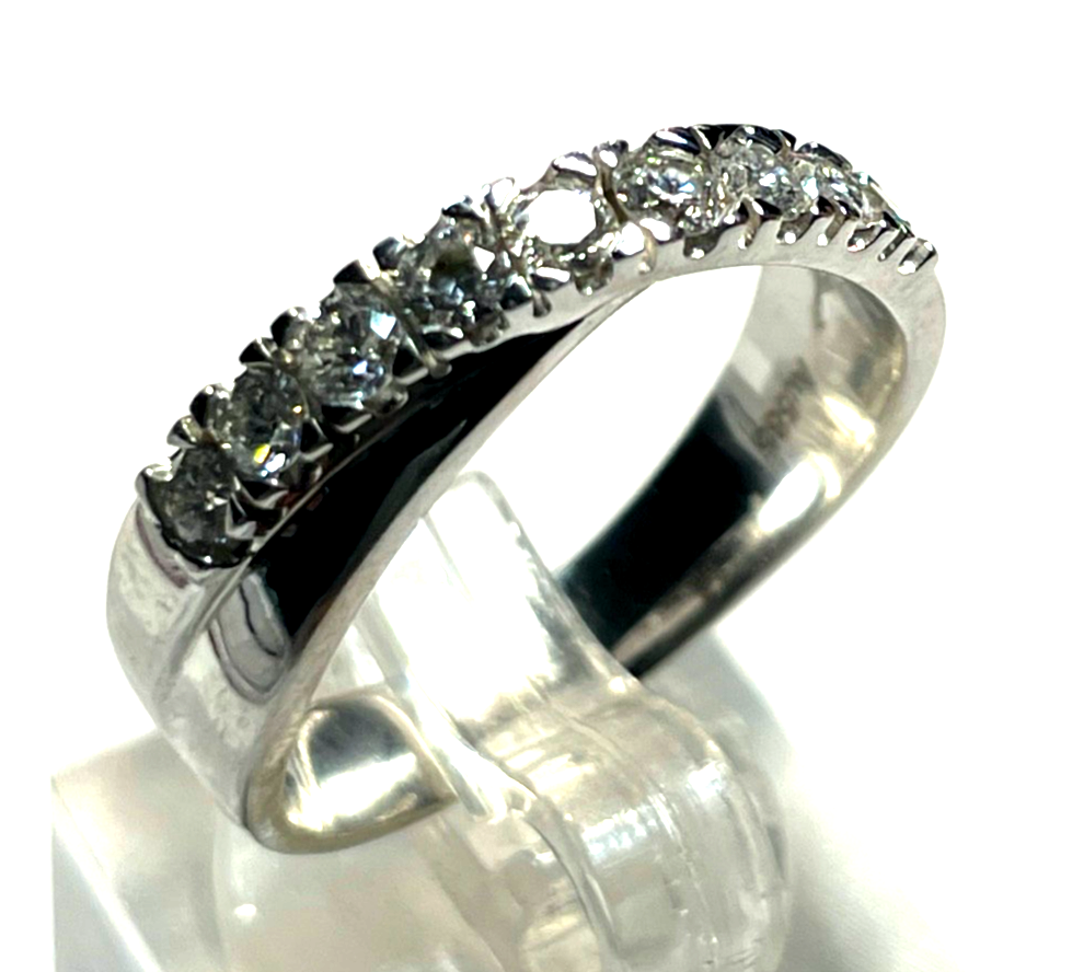 Solider Weißgold 585 Gold 14 K Ring 9 Brillanten 1,0ct. Ø 17,8 mm RG 56 Juwelier3