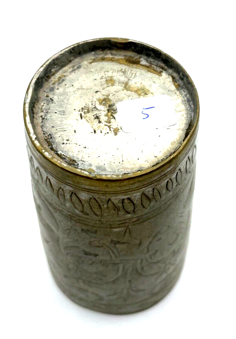 Alter Metall Becher Handarbeit Messing Zinn Isfahan Kunsthandwerk H 16 cm Nr. 32