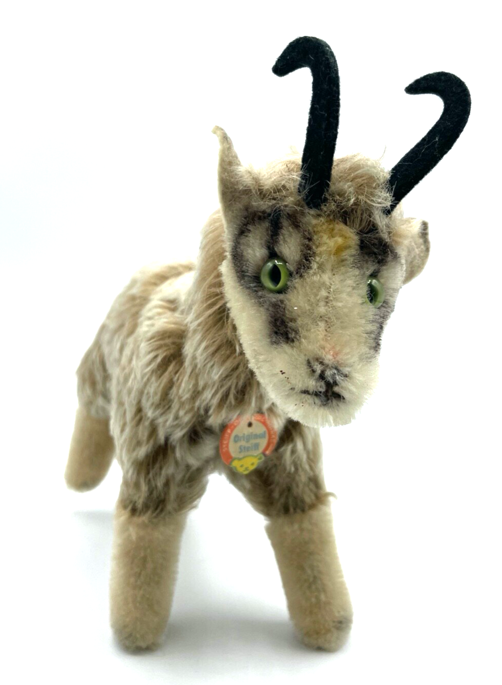 Vintage Steiff Mohair Ziege Gemse ? H 17 cm L 17 cm gepflegt mit Schildchen0