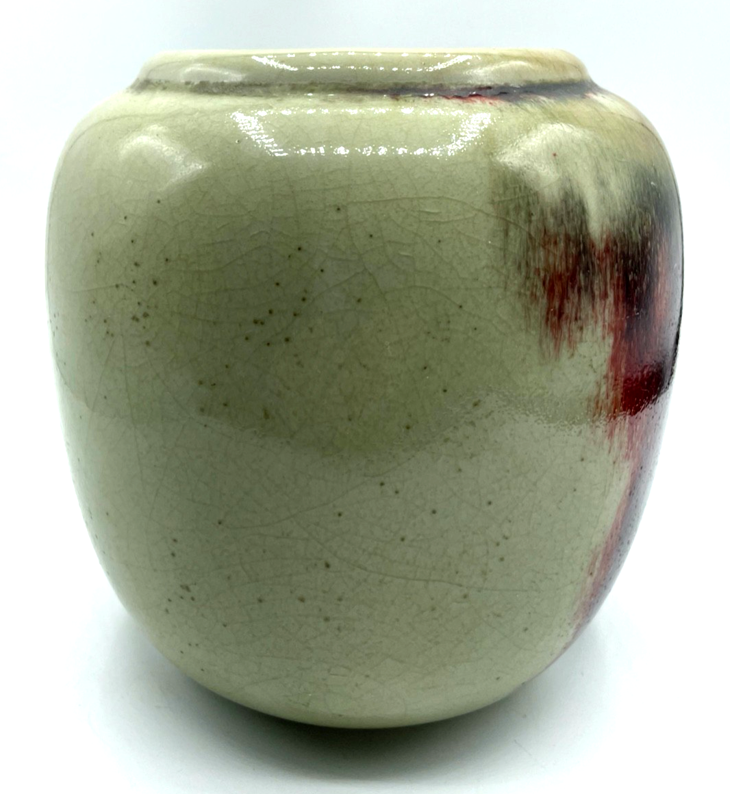 WMF Art Deco Keramik Vase Gerda Conitz Turmmarke Glasur Ochsenblut Craquelé 18cm3