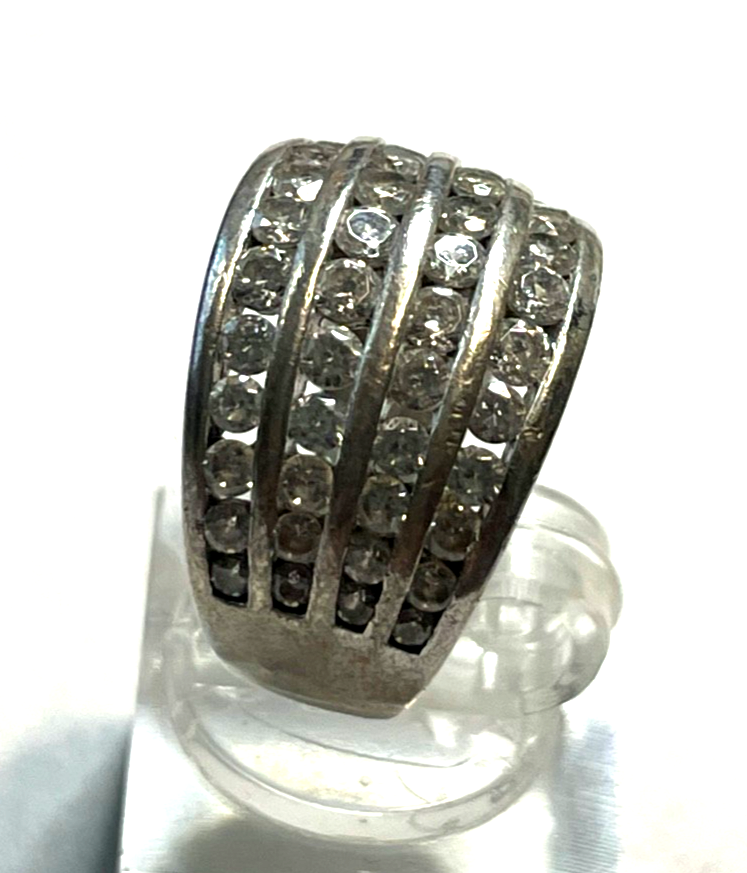 Solider 925 Silber Ring Cocktail Silberring CZ Besatz Handarbeit Ø 16 mm RG 502