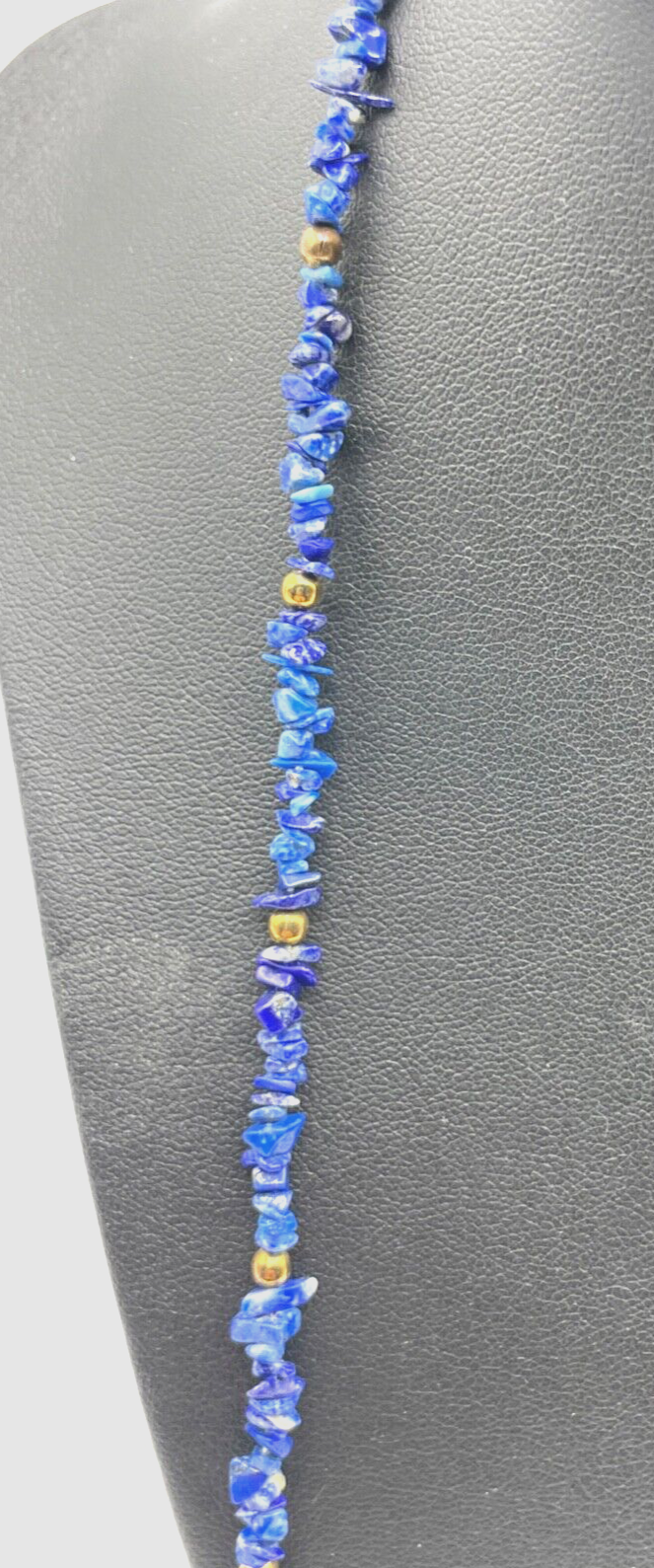 Vintage aparte Edelstein Kette Lapislazuli Splitterkette Handarbeit L 72 cm1