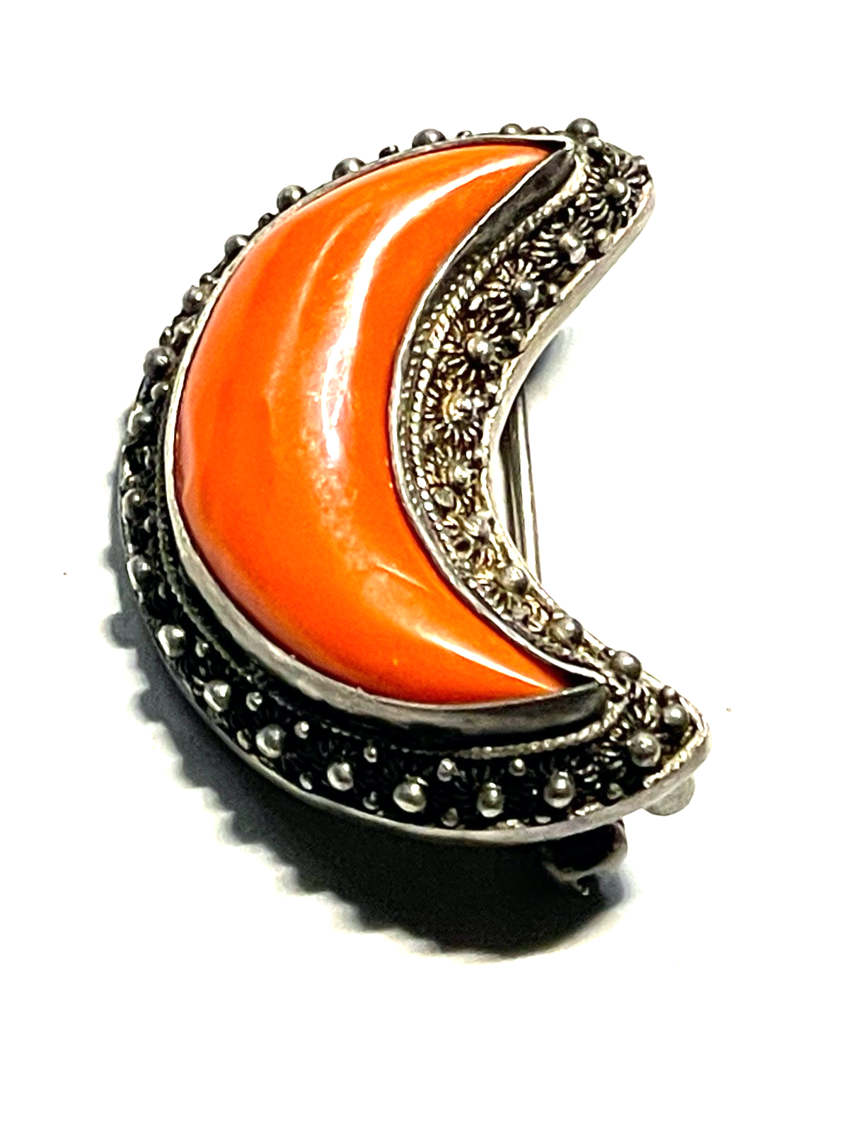 Antik edle Sterling Filigransilber Brosche Anstecknadel + Koralle Handarbeit10