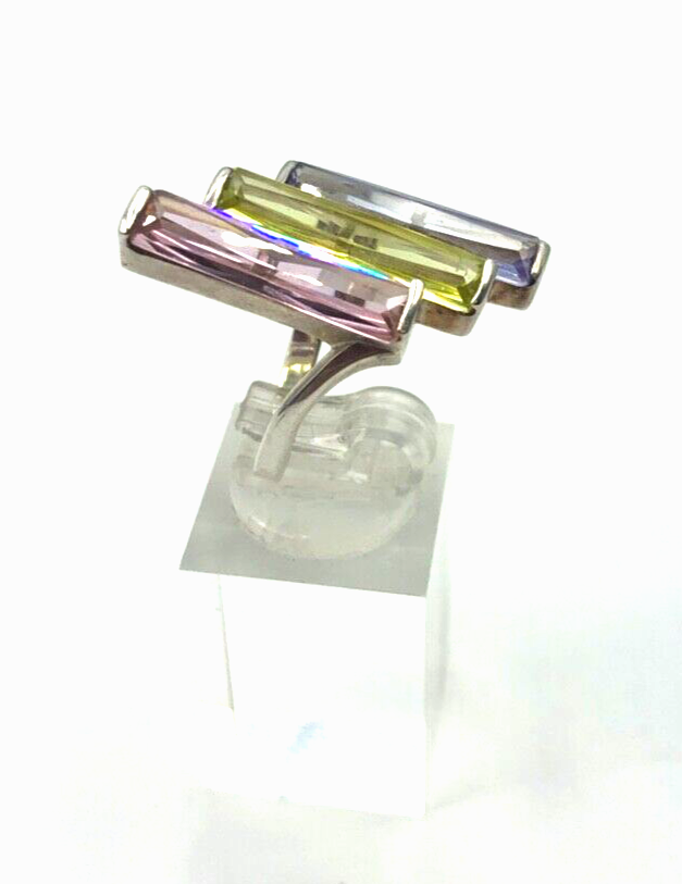 Sehr schöner großer Cocktailring 925 Silber Ring Pastell Farbsteine 18 mm RG 572