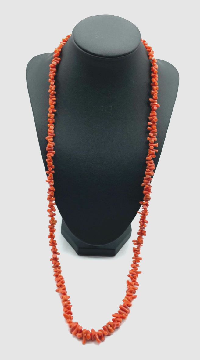 Vintage Korallenkette Stäbchen Koralle Collier Verlauf L 79 cm abgerundet Double0