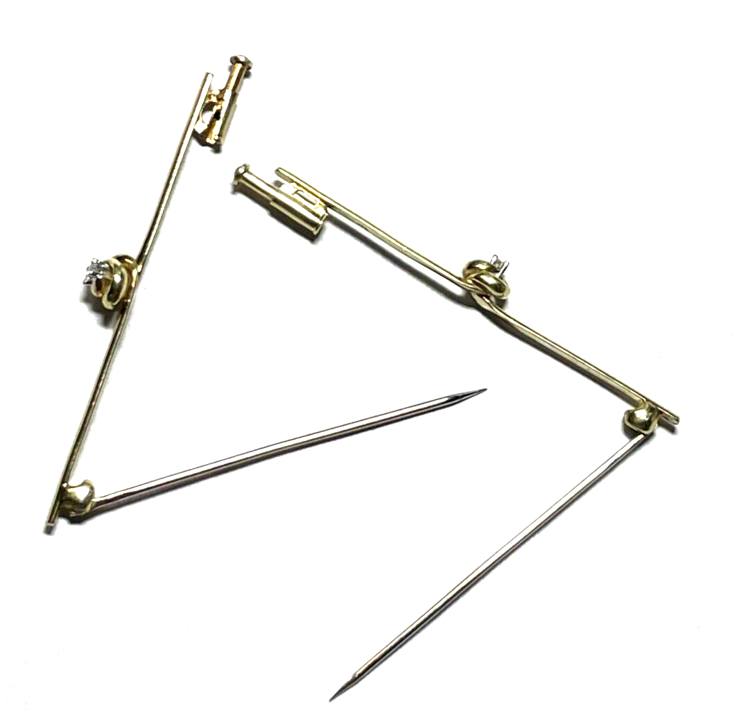 2x 585 Gold 14 K Gelbgold Brosche Nadel Stabbrosche je mit Brillant Juwelier4