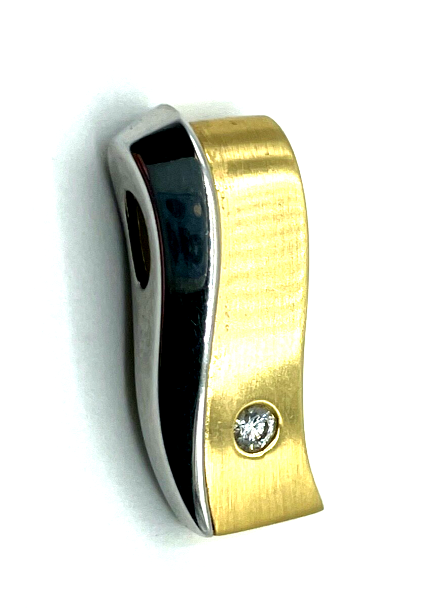 Massiv 750 Gold 18 K Gold Gleiter Schieber Anhänger 0,07 ct Brillant Juwelier4