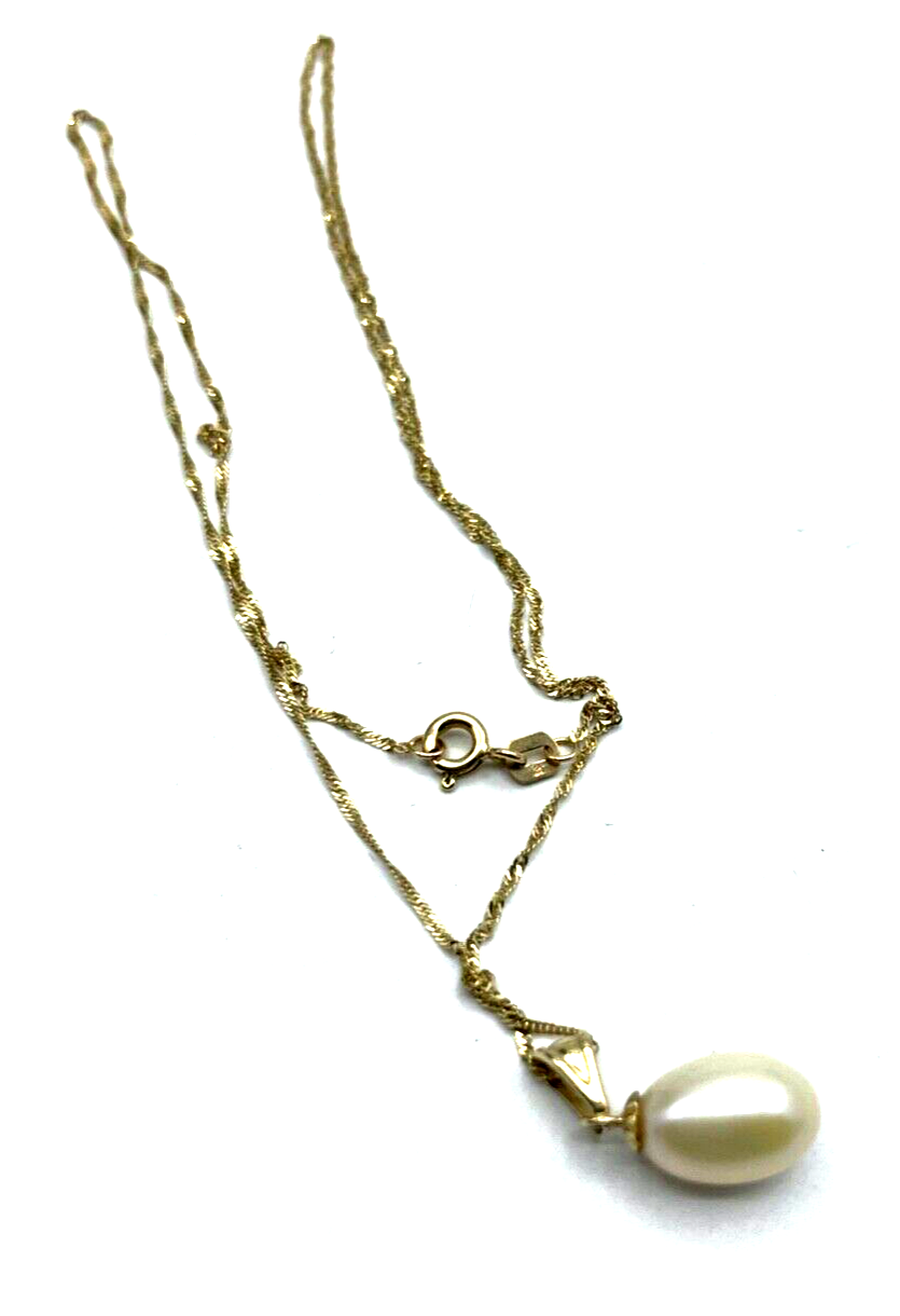 333 Gold 8 K Gelbgold Kette Kordelkette mit SWZ Perle oval elegant Klassisch5