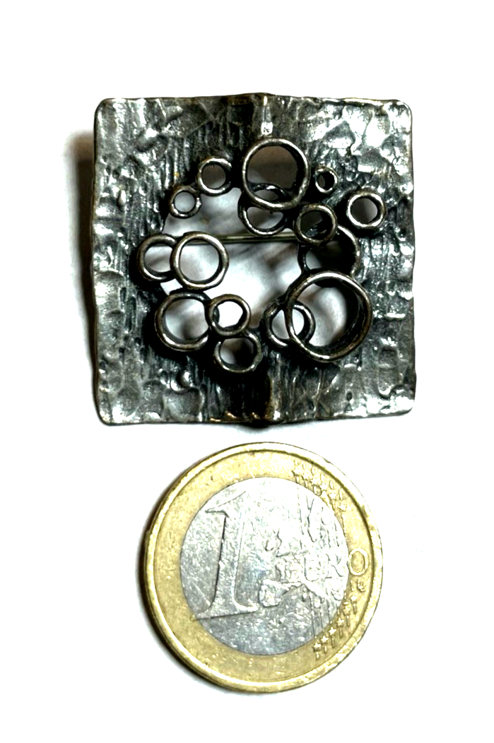 Vintage TK Theodor Klotz Designer Brosche Modernist 925 Silber Handarbeit 70erJ4