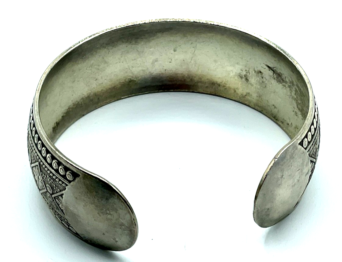 Vintage wunderschöner Tibet Silber Armreif offene Armspange unisex B 25 mm gepfl4