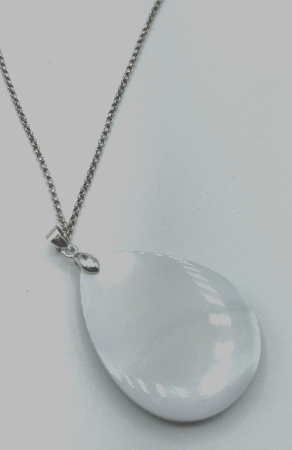 Großer Abalone Muschel Anhänger facettierter Tropfen an Silberkette Erbskette6