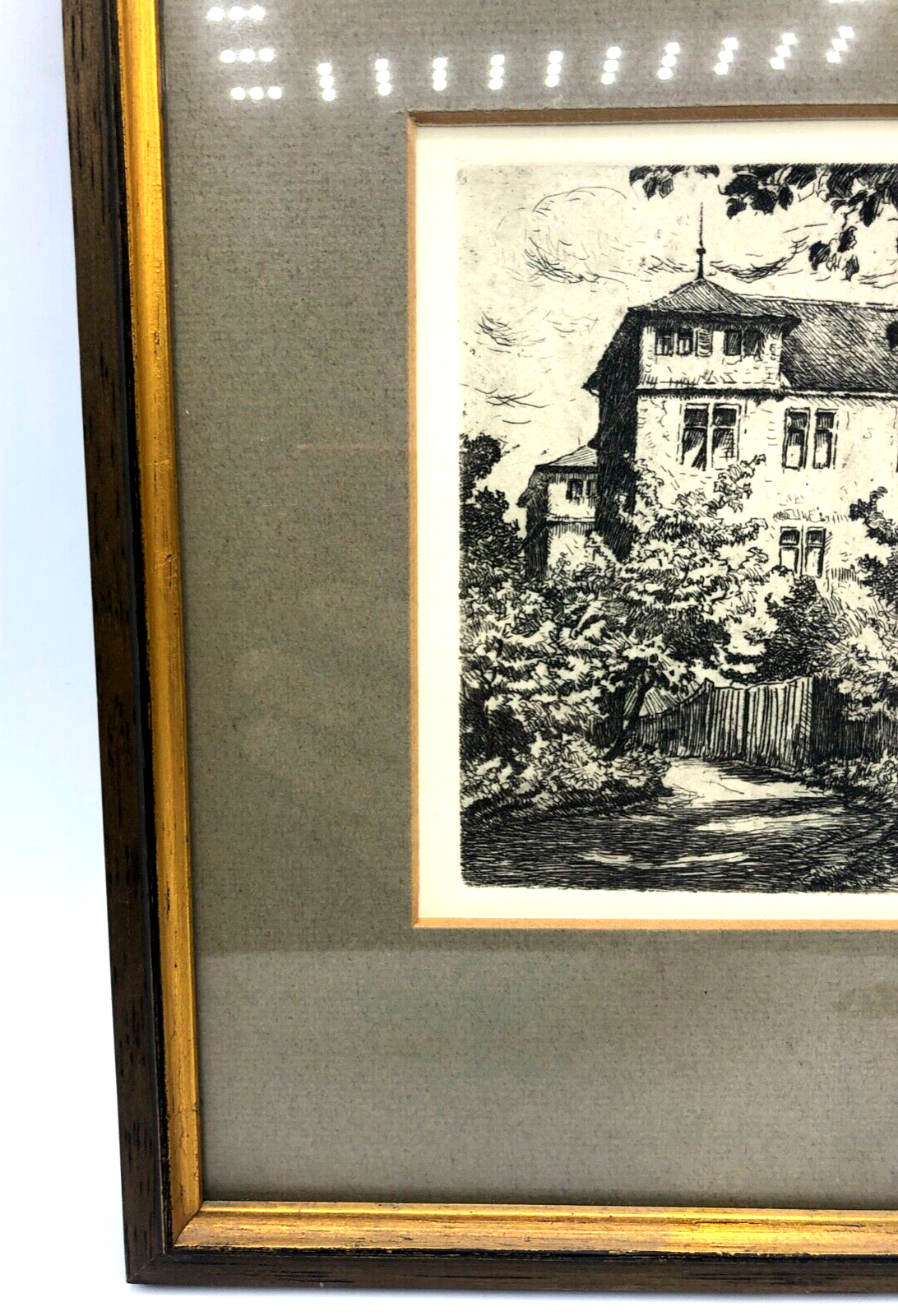 Original Radierung Schloß Göppingen von Carl Gmelich um 1920 gerahmt gepflegt1