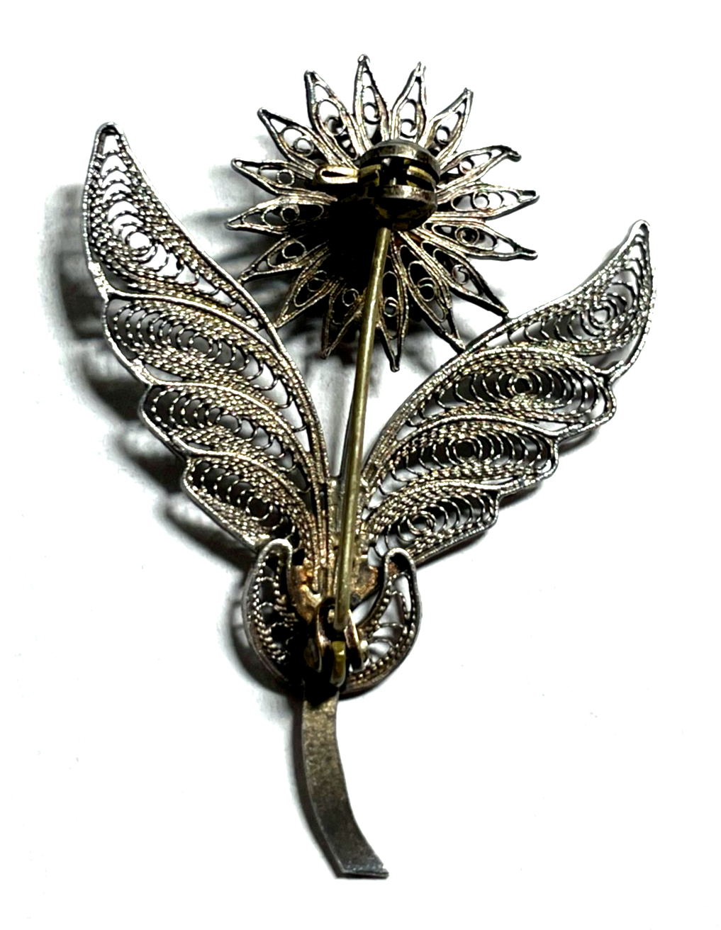 Antik sehr elegante Filigransilber Dekor Brosche Echtsilber Distel Trachtenmode5