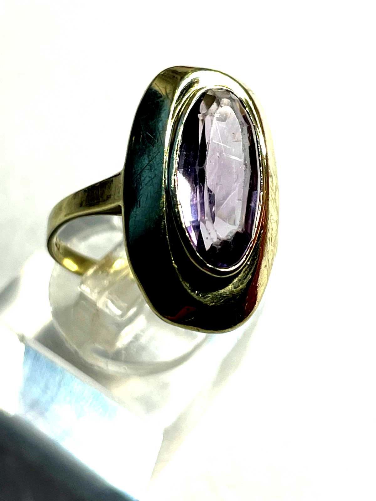 Vintage 333 Gold 8 K heller Amethyst Ring Ø 17,8 mm RG 56 Juwelier Qualität2