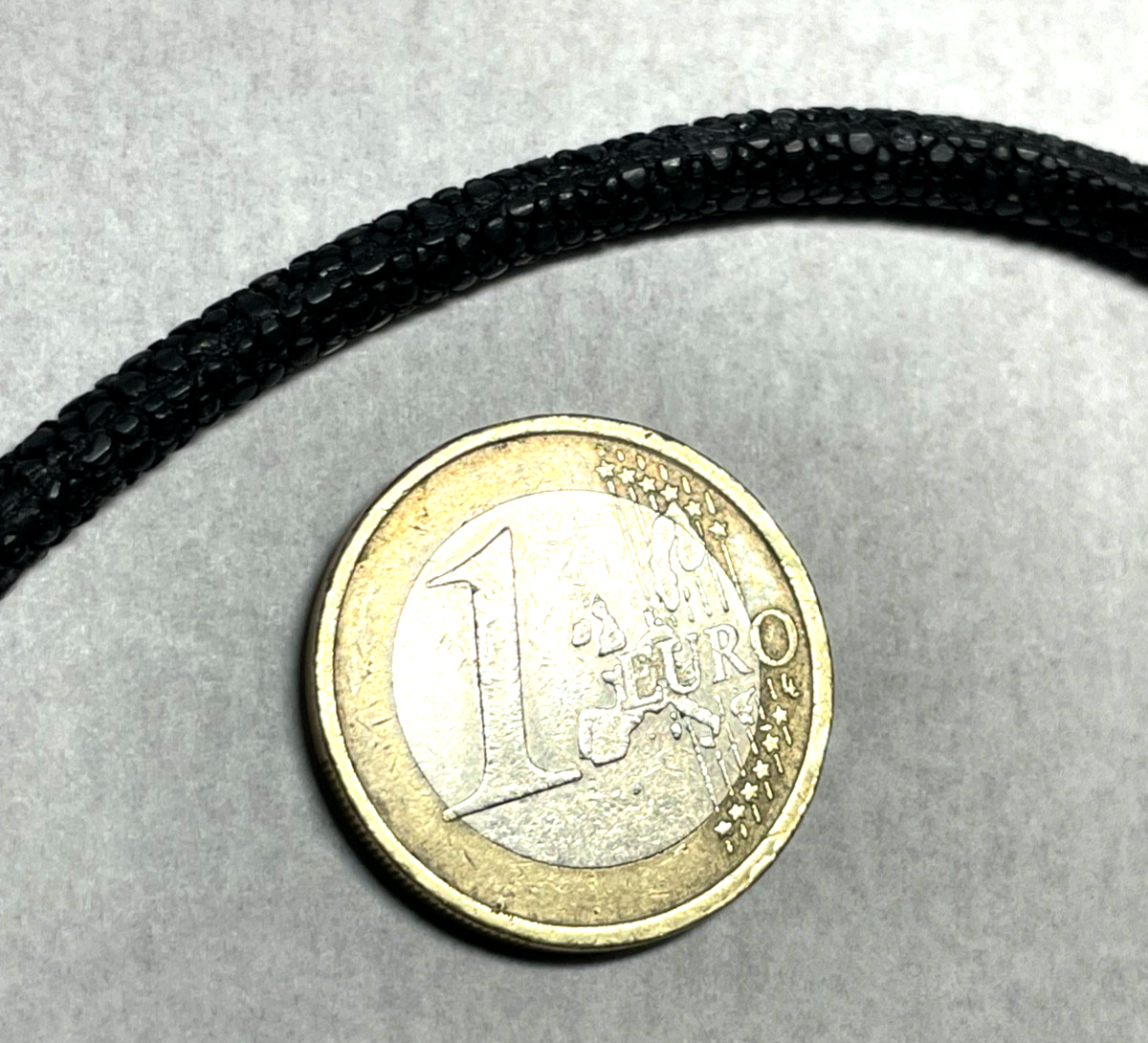 Schwarz Rochenleder Collier 925 Silber vergoldet L 45-50 cm B 4 mm top gepflegt6